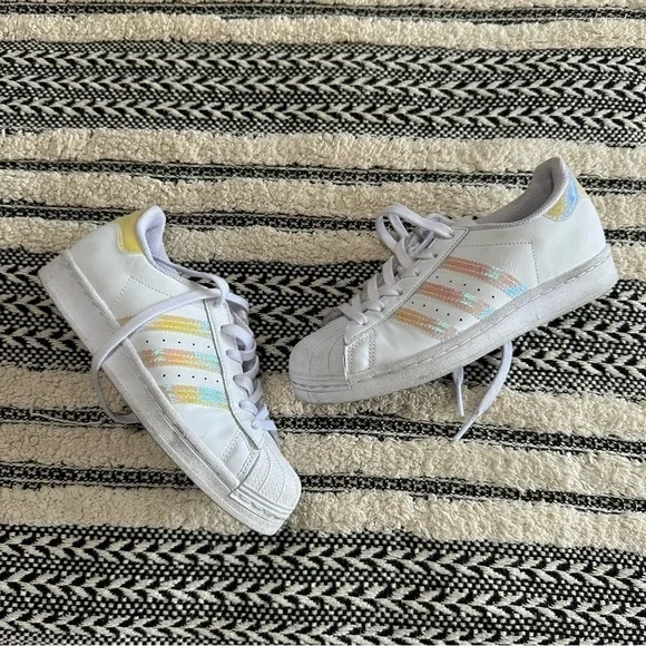 adidas | Shoes | Adidas Superstar Cloud White Yellow Pink Iridescent Shoes  Fv339 Size 5 Us | Poshmark